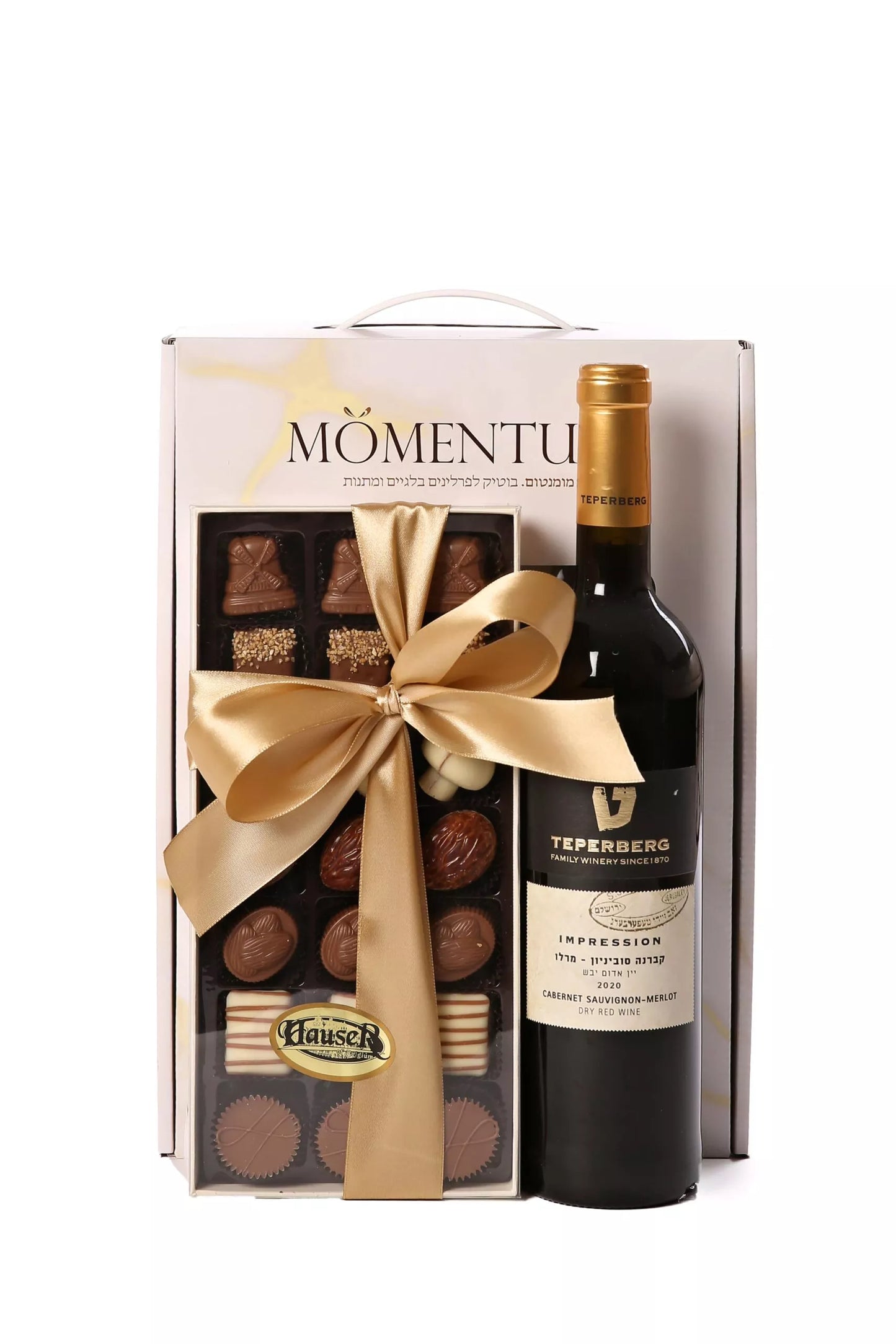 A 21 piece deluxe chocolate box (available in dairy or pareve), Tepperberg wine