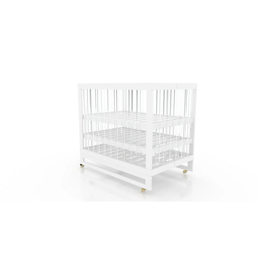 Melo Caress Portable Folding Crib Fully Acrylic with First Essentials Portable Crib Mattress