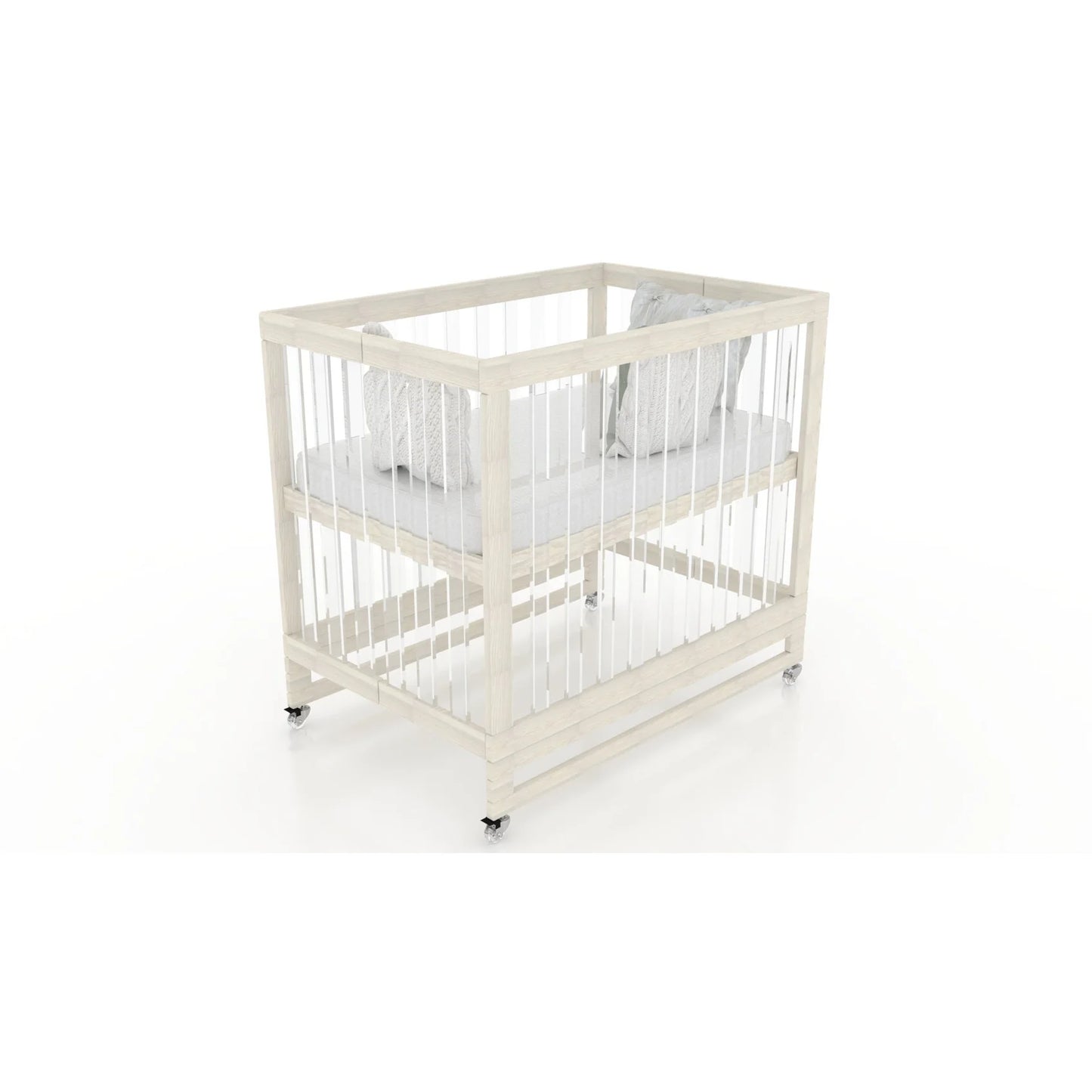 Melo Caress Portable Folding Crib Fully Acrylic with First Essentials Portable Crib Mattress