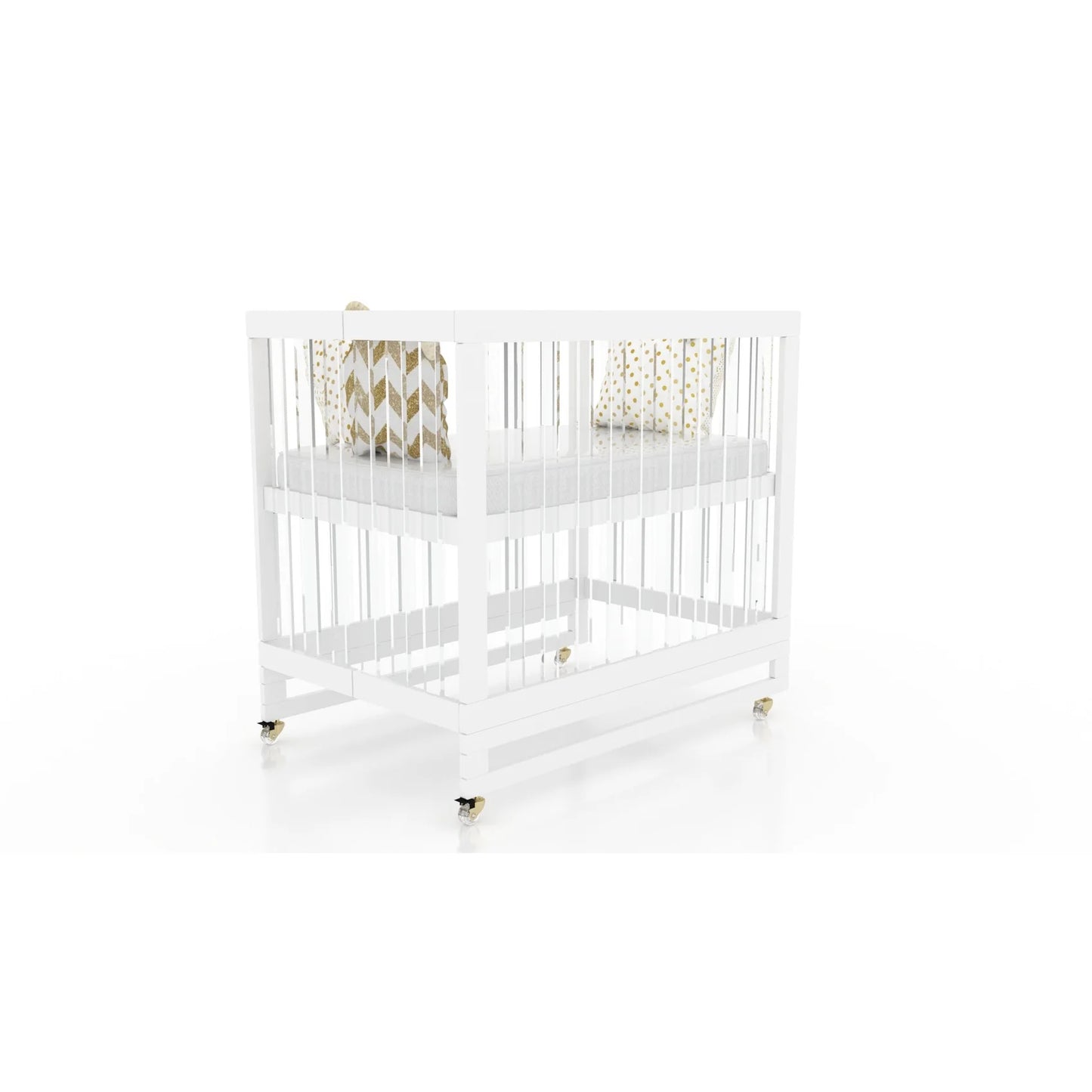 Melo Caress Portable Folding Crib Fully Acrylic with First Essentials Portable Crib Mattress