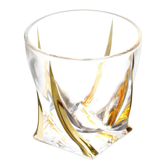 Abstract Designed Crystal Decanter with 6 Cups Set