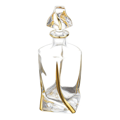 Abstract Designed Crystal Decanter with 6 Cups Set