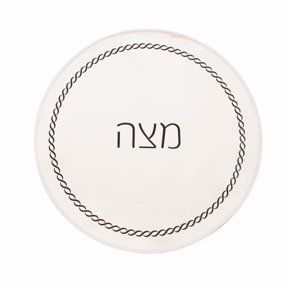Braided Design Embroidered Matzah Cover