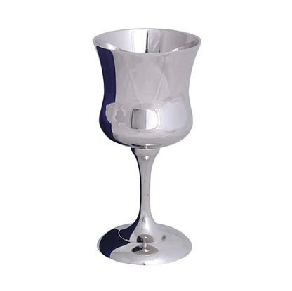 Brass Kiddush Cup with High Polish Nickel Finish – Ornate Stem 5 oz
