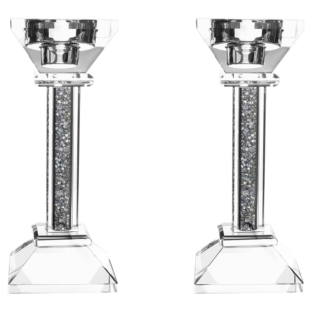 Crystal Candlesticks with Crushed Gemstones