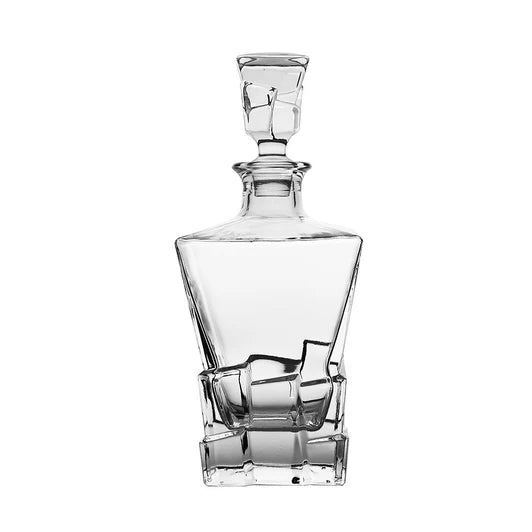 Cube Designed Crystal Decanter with Six Cups Set