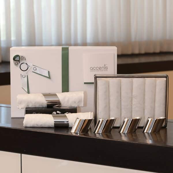 Gift Package | 6 Napkin Rings by Robert Welch & 6 Cloth Napkins by Casa Bella