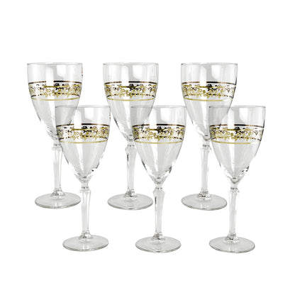 6-pc Set Of 8.5" Wine With Floral Design