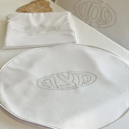 Corduroy Matzah Cover with Embroidery – Elegant Passover Seder Table Accessory