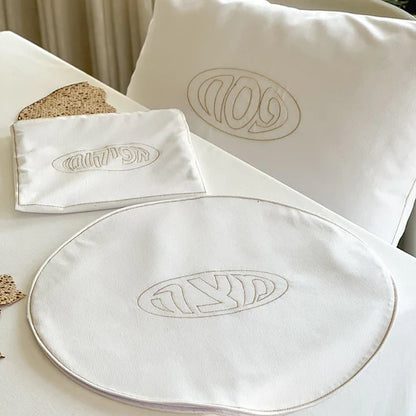 Corduroy Matzah Cover with Embroidery – Elegant Passover Seder Table Accessory
