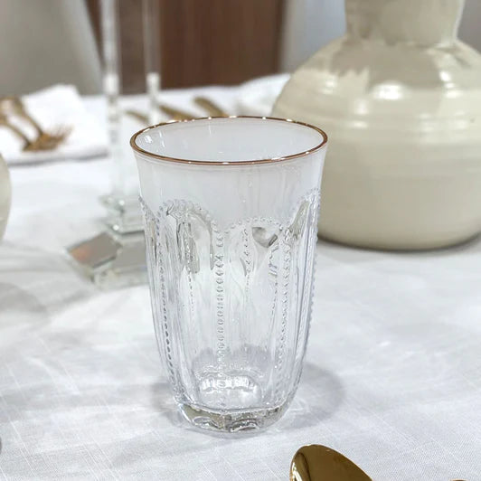 Textured Highball Glasses with Gold Rim 6pk