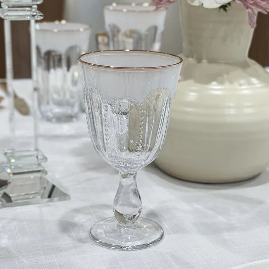 Elegant Wine Stem Glasses with Gold Rim – 6 Pack | Luxury Drinkware