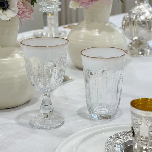 Textured Highball Glasses with Gold Rim 6pk