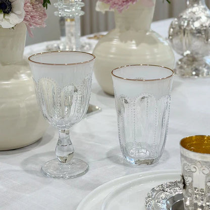 Textured Highball Glasses with Gold Rim 6pk