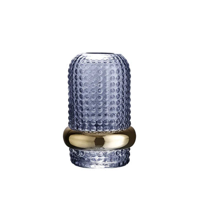 Blue Glass Hammered Vase with Gold Band – Medium & Large Decorative Vases