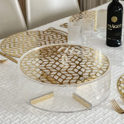 Lucite Laser Cut Round Matzah Box