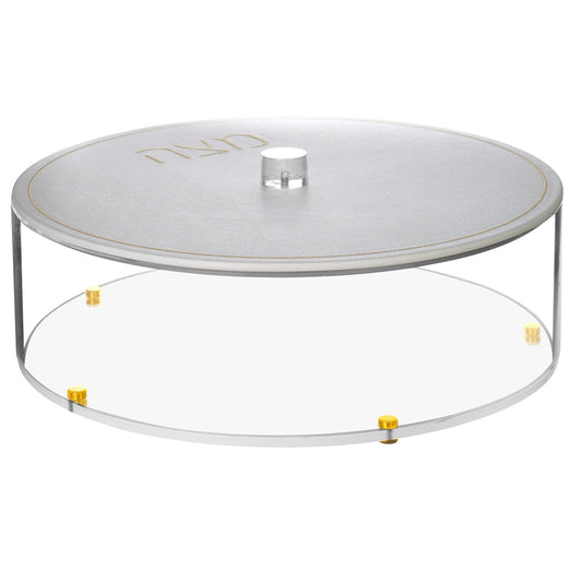 Lucite Matzah Box with Leatherette Cover