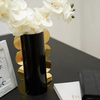 Lucite Mirror Accented Vase – Modern Decorative Table Centerpiece