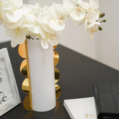 Lucite Mirror Accented Vase – Modern Decorative Table Centerpiece