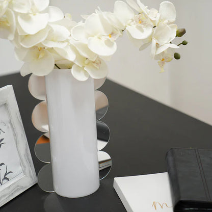 Lucite Mirror Accented Vase – Modern Decorative Table Centerpiece