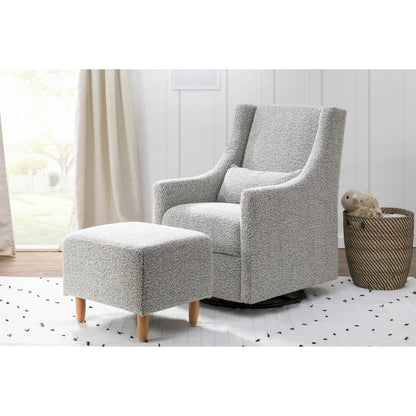 Babyletto Toco Swivel Glider and Ottoman In Eco-Performance Fabric | Water Repellent & Stain Resistant