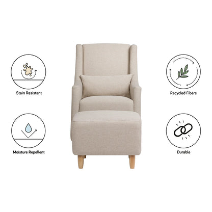 Babyletto Toco Swivel Glider and Ottoman In Eco-Performance Fabric | Water Repellent & Stain Resistant