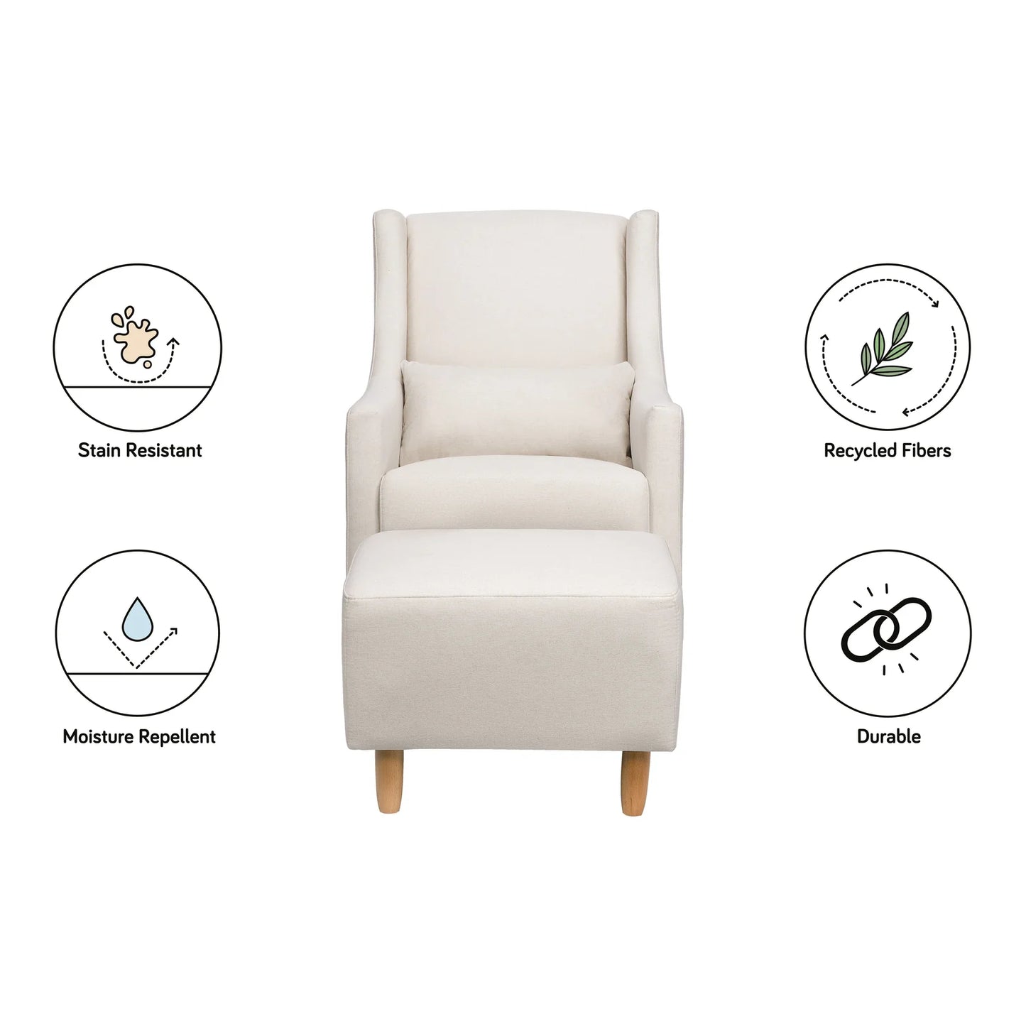 Babyletto Toco Swivel Glider and Ottoman In Eco-Performance Fabric | Water Repellent & Stain Resistant