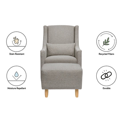 Babyletto Toco Swivel Glider and Ottoman In Eco-Performance Fabric | Water Repellent & Stain Resistant