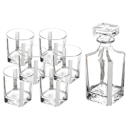 Pristine Crystal Decanter Set with 6 Elegant Cups – 25.4oz Luxury Drinkware