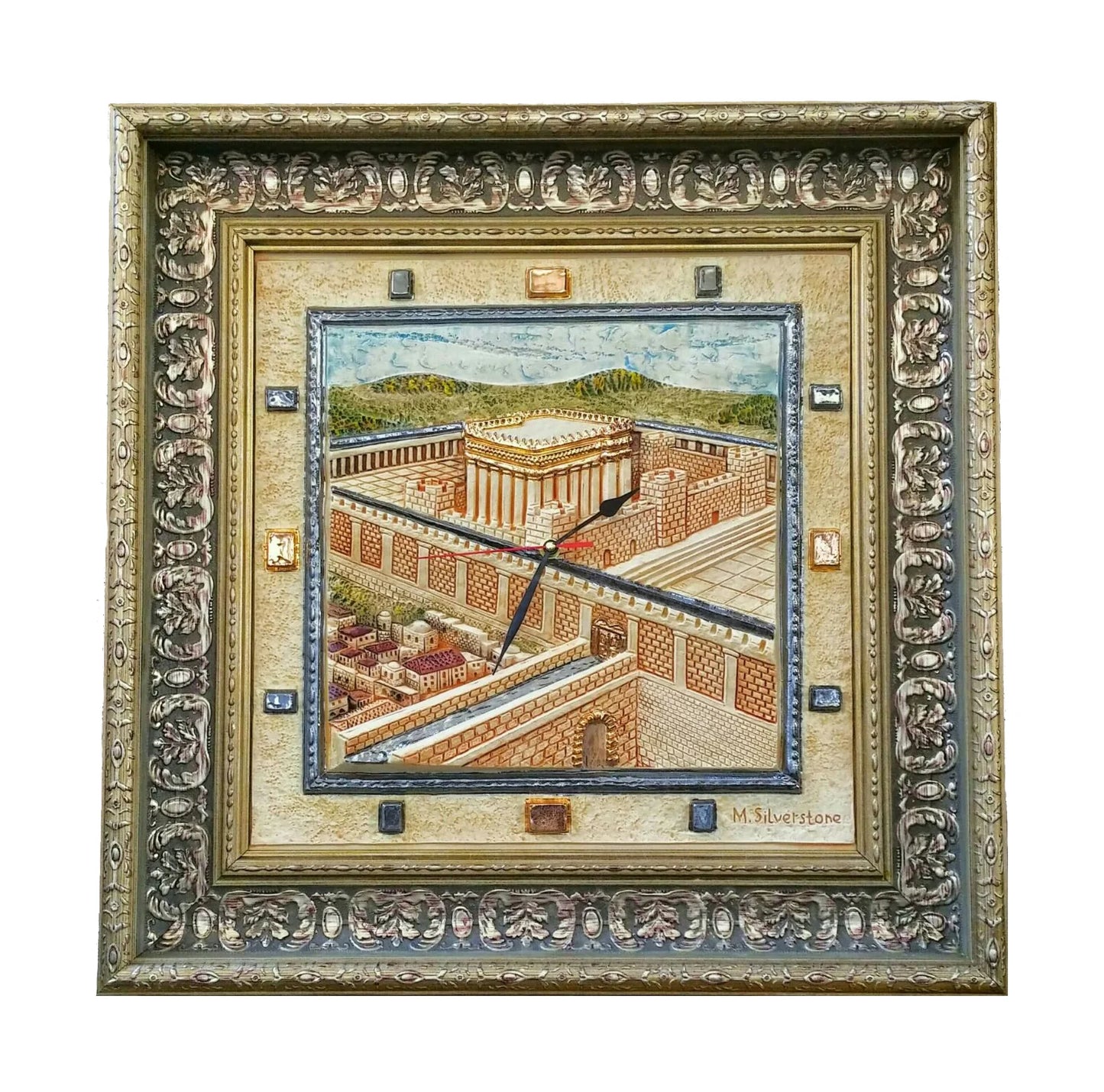 Framed Ceramic Panoramic View, Beit Hamikdash, Wall Clock