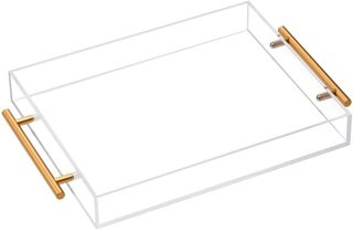 Vikko Serving - Acrylic Tray with Gold Handle, 12"x16" 2"H