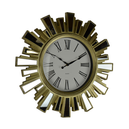 19.5" Round Gold Wall Clock W/ Mirrors