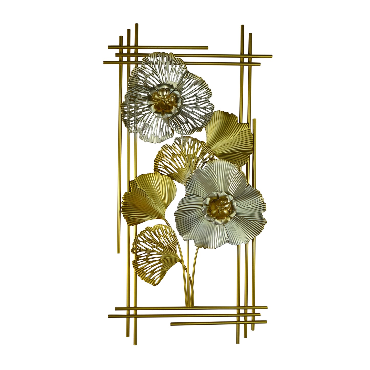 16x30 Floral Wall Plaque In Silver & Gold