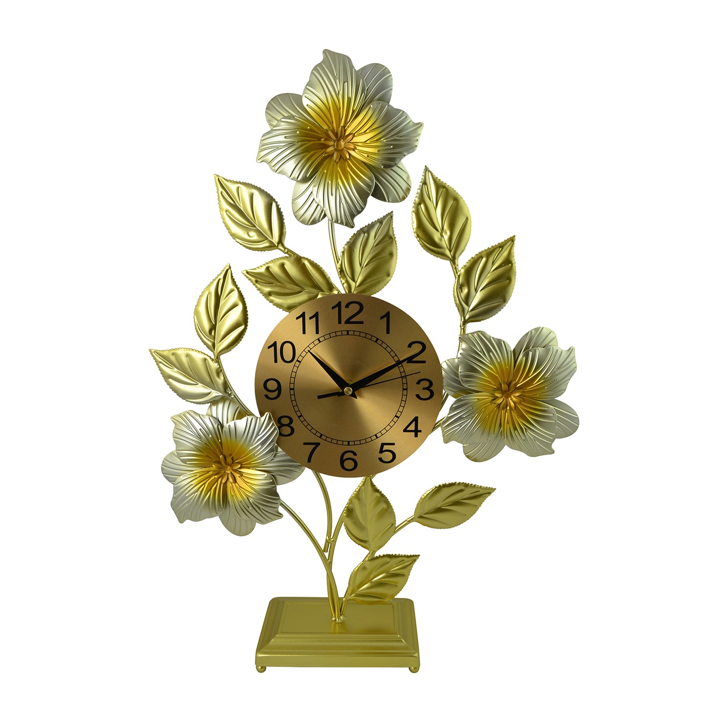 21x15 Table Clock W/ Gold Flowers