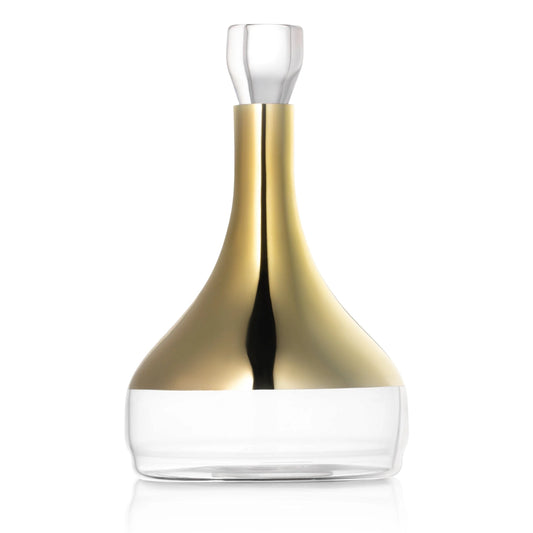 Contemporary Wine Decanter – Luxury Glass with Gold, Black & Silver Accents – 1515ml Elegant Judaica Tableware