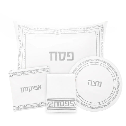 Geometric Crystal Stone Pesach Set – Luxury Faux Leather Seder Collection (4-Piece Set)
