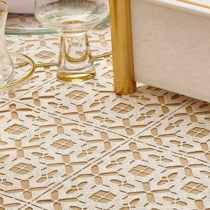 Filet Crochet Lace Tablecloth